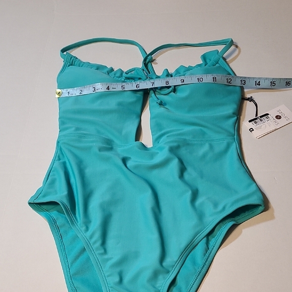 Shade & Shore Womens Teal One-Piece Swimsuit XS Keyhole Adjustable Straps NWT - Picture 8 of 10